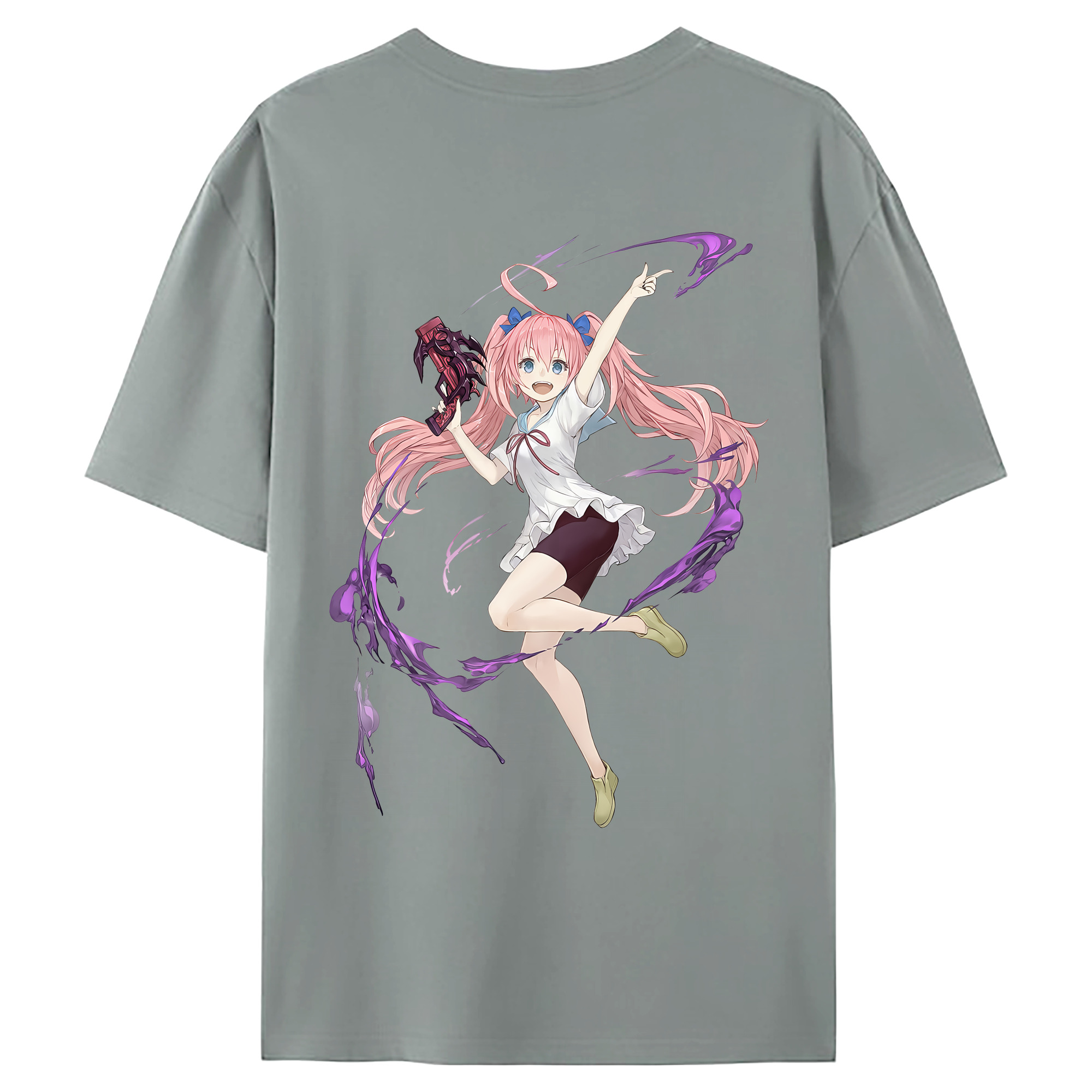 （画像用） 転スラ Regarding Reincarnated to Slime 綿100％ メンズ半袖Tシャツ（バックプリント） 通気性